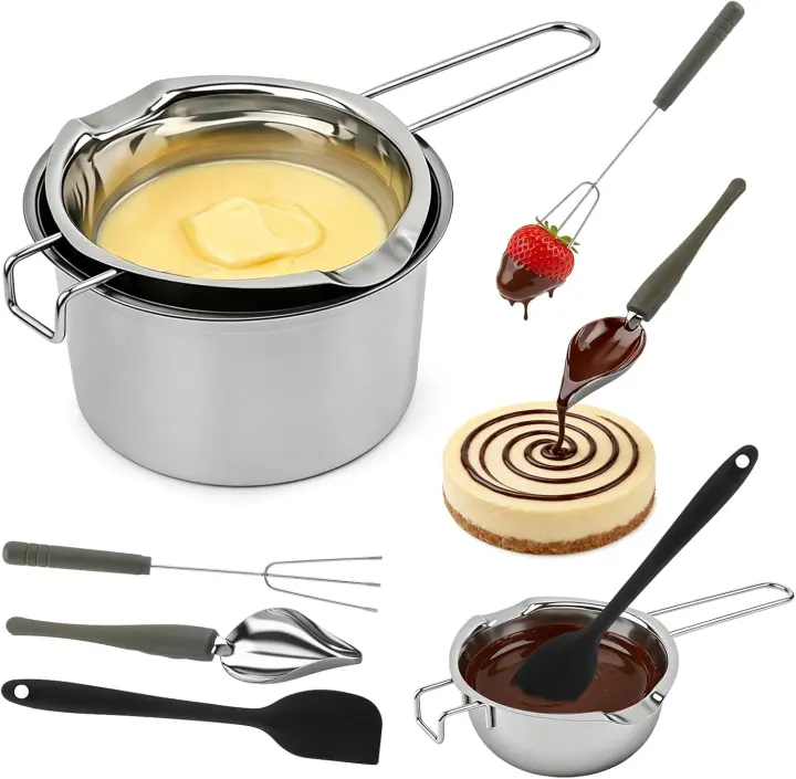 Stainless Steel Double Boiler Melting Pot Set — 0.4QT + 0.9QT