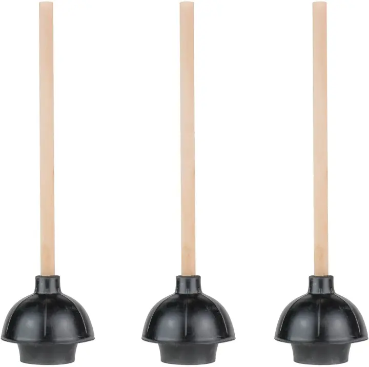 SteadMax Rubber Toilet Plunger — Double-Thrust Commercial 18" Handle (3-Pack)