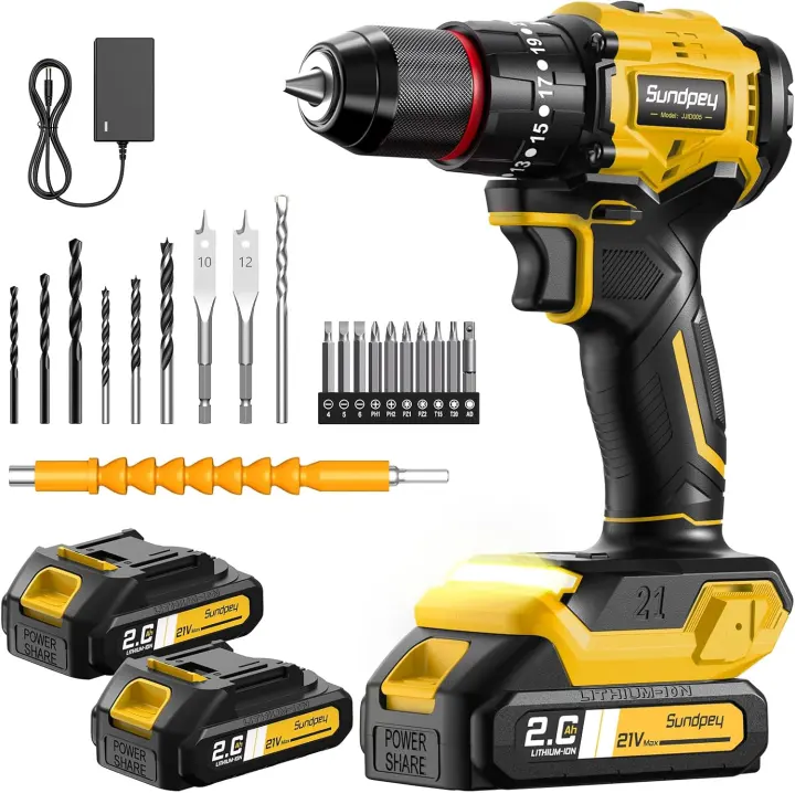 Sundpey 620 in-lbs Brushless Cordless Drill Kit — Yellow