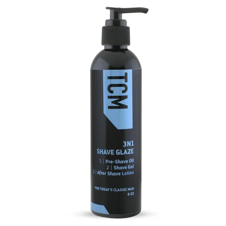 TCM 3N1 Men's Shave Glaze — 3-in-1 Pre-Shave, Shave Gel & Aftershave, 8 oz