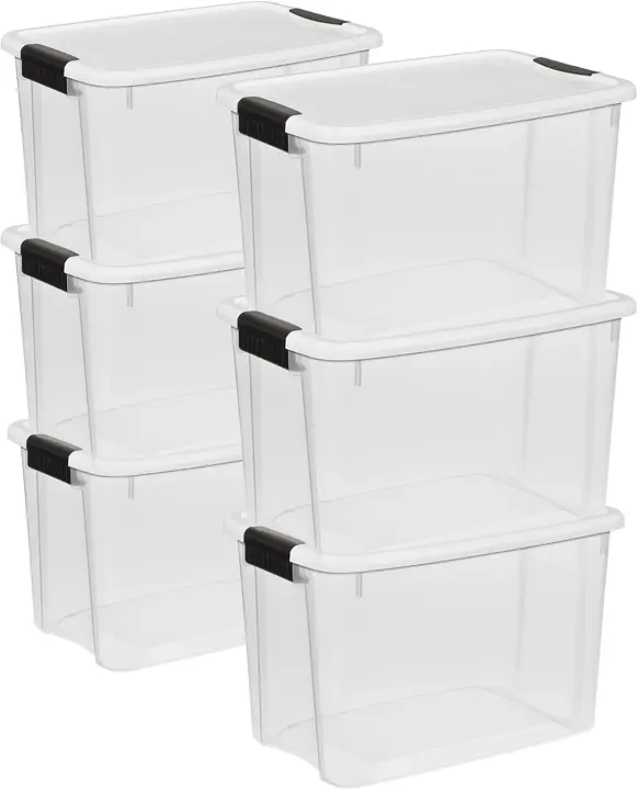Ultra Latch 30-Quart Lidded Storage Boxes (6-Pack)