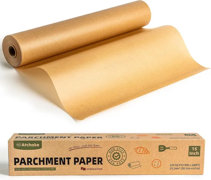 Unbleached 15-Inch Baking Parchment Paper Roll — 200 ft, Heavy-Duty