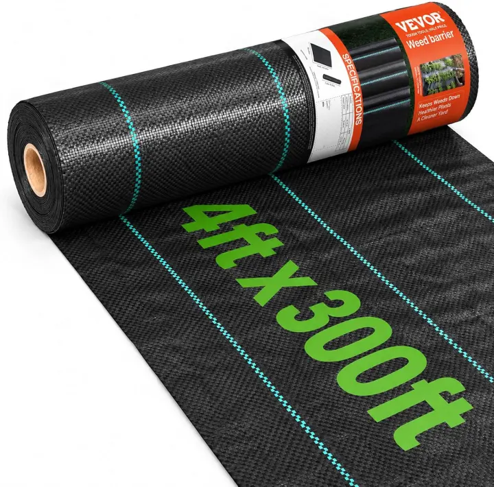 VEVOR 4ft x 300ft Heavy-Duty Woven Landscape Weed Barrier Fabric