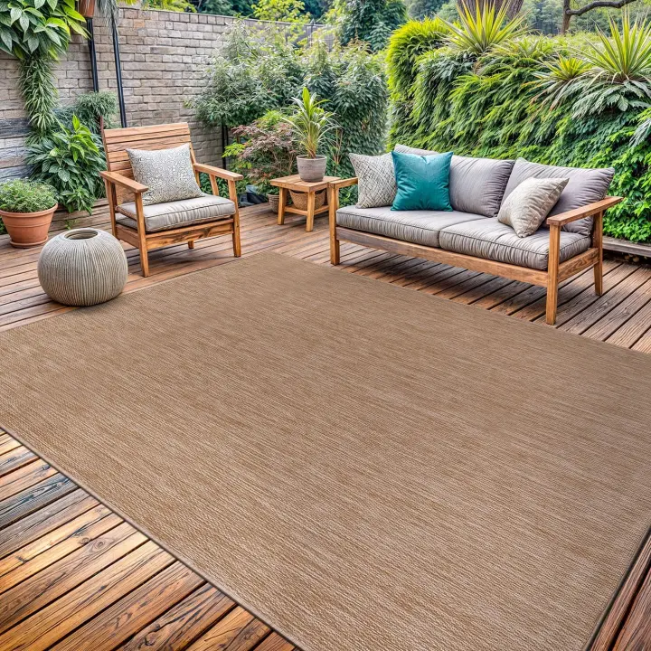 Washable Indoor/Outdoor Jute Beige Area Rug — 5 x 7 Polypropylene