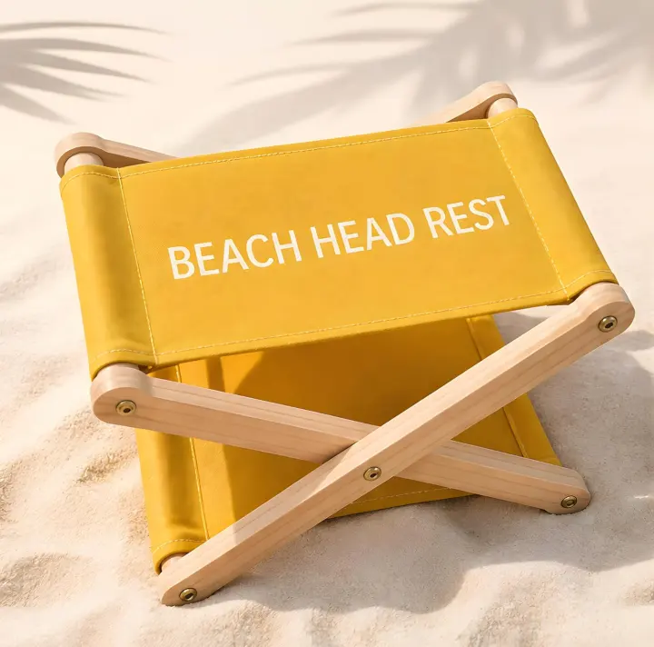 Yellow Beach Headrest — Foldable Neck Pillow & Head Hammock