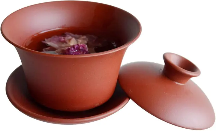 Zisha Gaiwan Teacup — 130ml Kung Fu Tea Bowl (Red Clay)