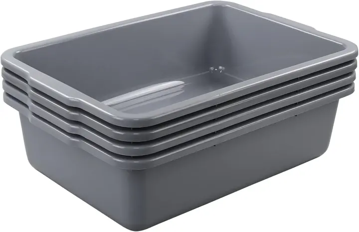 Zopnny 4-Pack Commercial Bus Tubs — 35L Food-Grade Lugs