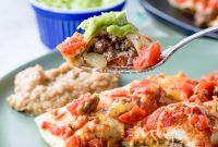 Cheesy Ground Beef Enchiladas with Savory Sauce