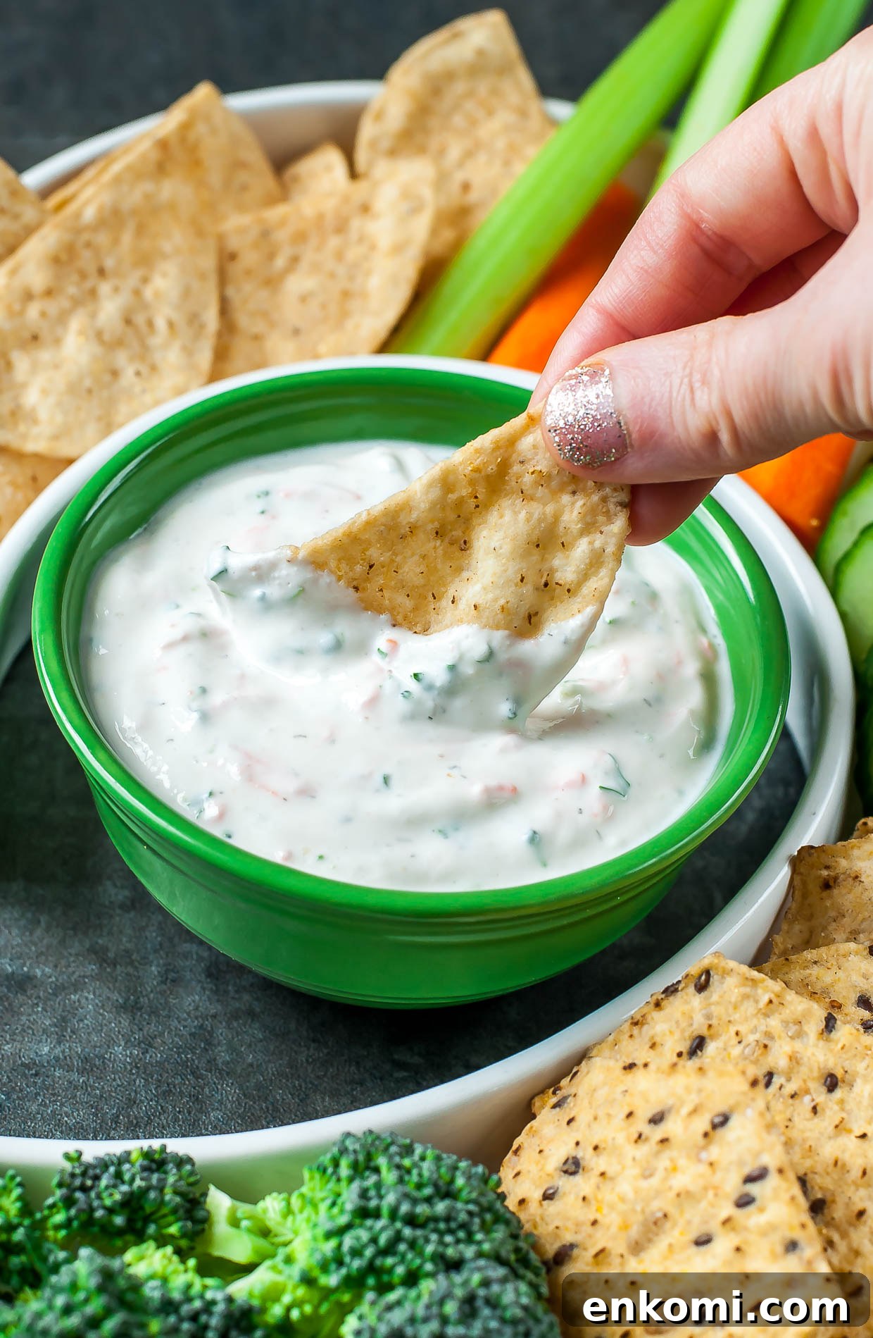 Fresh Garden Veggie Dip Recipe for Parties and Snacks 2 This healthy garden veggie dip is perfect for your next party!