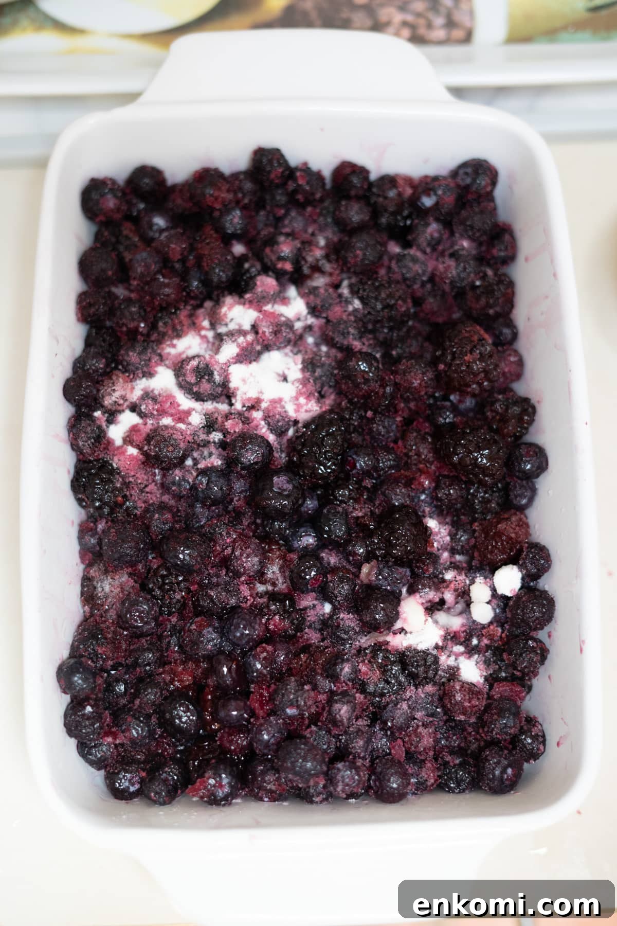 berries in a baking dish.