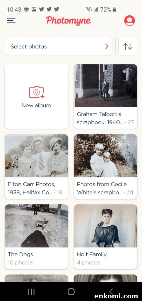 Homepage of Photomyne app