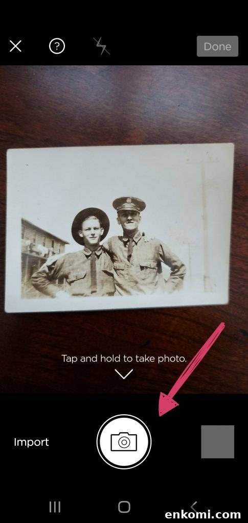 Photomyne app showing scanned military portrait