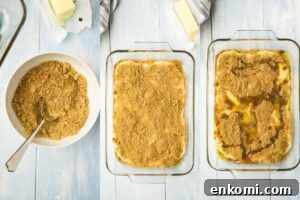 Vintage Coffee Cake Recipe for Bread Machines: Perfect Morning Bake 7 A glass baking dish with dough topped with brown sugar cinnamon mixture, before and after melted butter is added.