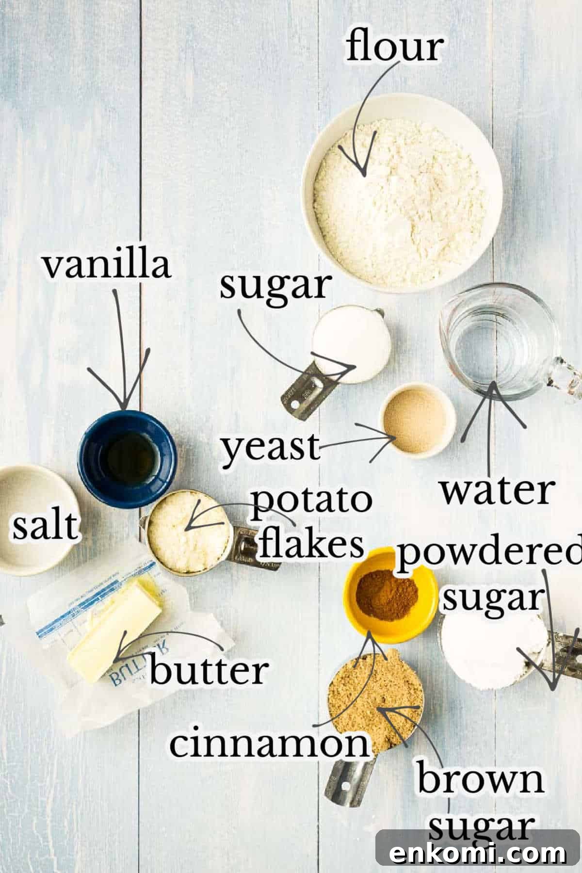 Vintage Coffee Cake Recipe for Bread Machines: Perfect Morning Bake 10 flour, sugar, vanilla, yeast, cinnamon, and other ingredients in small bowls