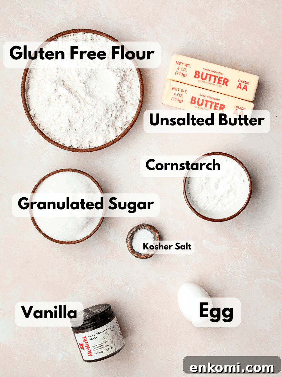 a collage of ingredients needed to make gluten free sugar cookies (gluten free cut out cookies)