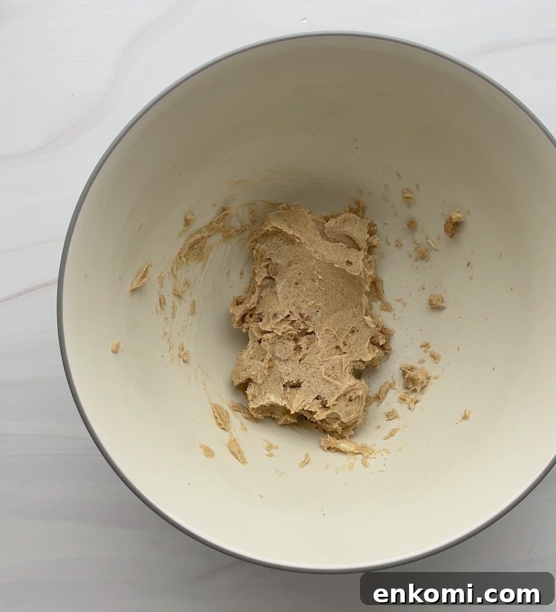 Creamed butter and sugar in a bowl.