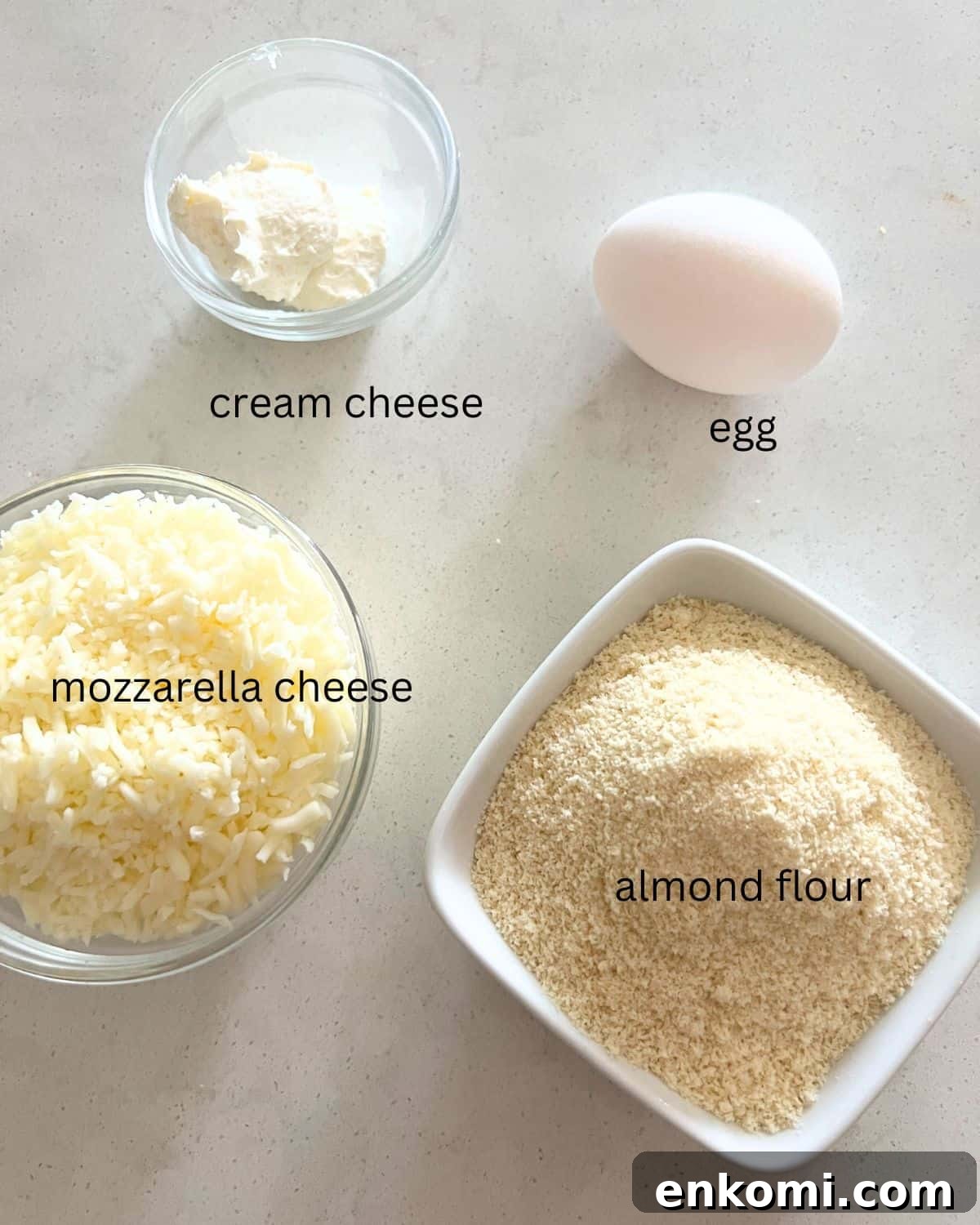 Ingredients needed for Fat Head Dough.