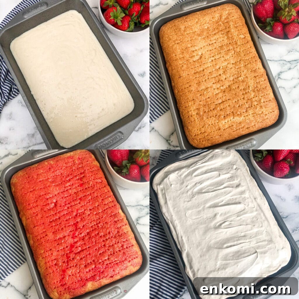 steps to make a strawberry poke cake