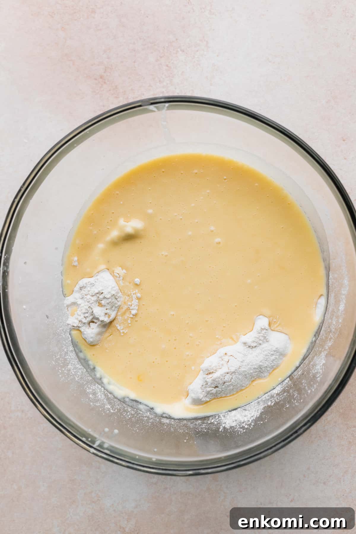 Wet ingredients in a bowl.