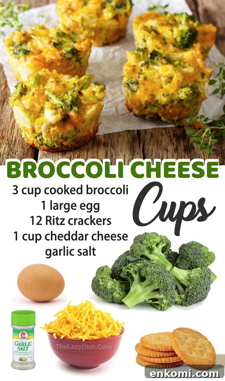Cheesy Broccoli Mini Cups Recipe: Low-Carb Snack or Side 5 A quick, easy and healthy snack idea! Even your picky eaters will love this fun & simple recipe. It's not easy finding healthy snacks or meals that kids will actually eat without complaining, but broccoli cheese cups are super savory and delicious. Plus, they are made with just a few cheap ingredients: broccoli, shredded cheddar, egg, Ritz crackers, and garlic salt. The edges get super crispy thanks to a mini muffin pan. Dip them in ranch for the ultimate snack! Great for after school.