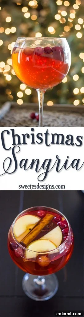 Christmas sangria with a tree in the background.