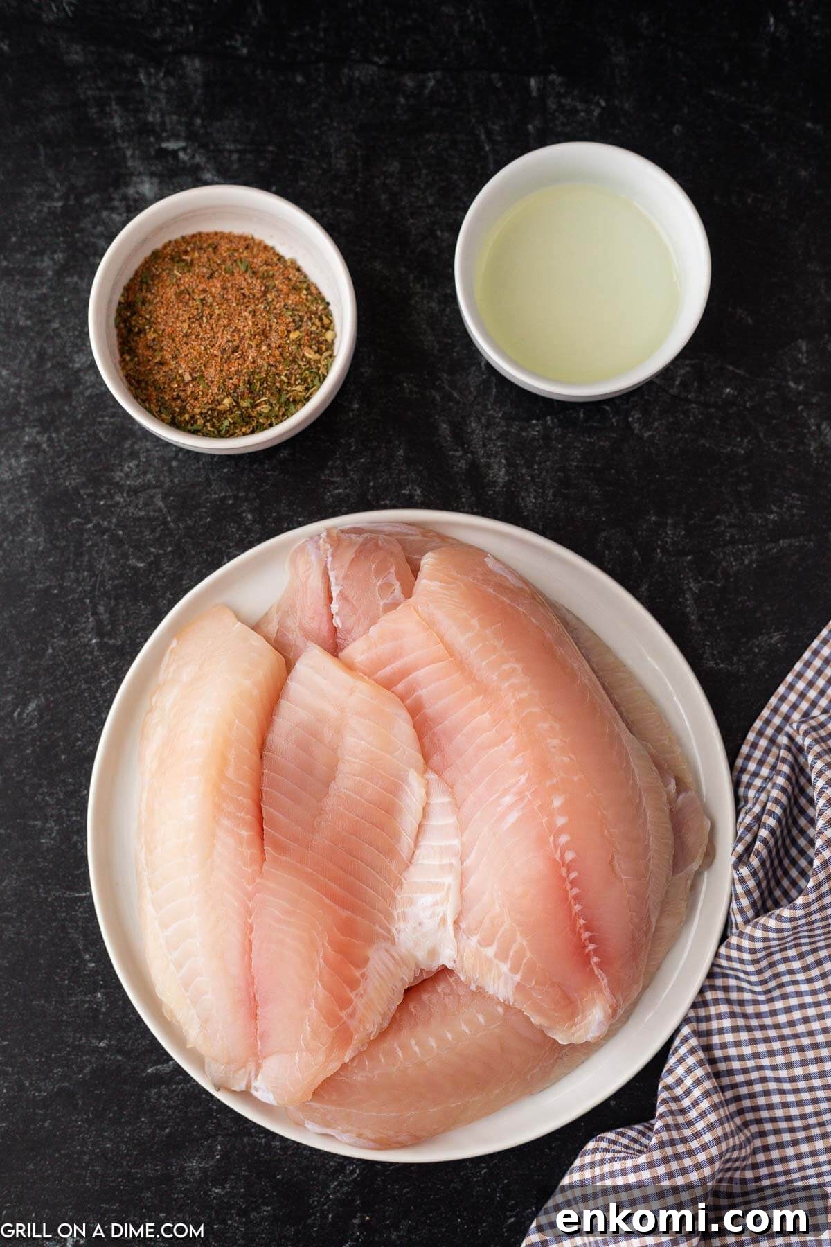 Ingredients needed - tilapia, blackened seasoning, vegetable oil