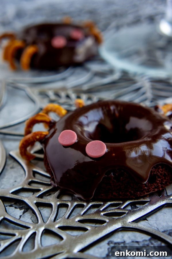 Spider Donuts: How to Make Spooky Halloween Donuts at Home 2 spider donut on a silver web