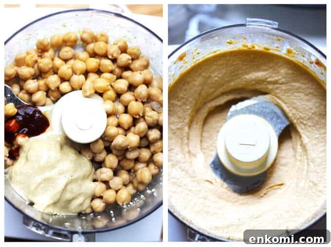 Smoky Chipotle Hummus with Roasted Pine Nuts 5 Chipotle Hummus with Roasted Pine Nuts is very simple and delicious with a hint of smokiness from spicy chipotles and nice crunch from roasted pine nuts.