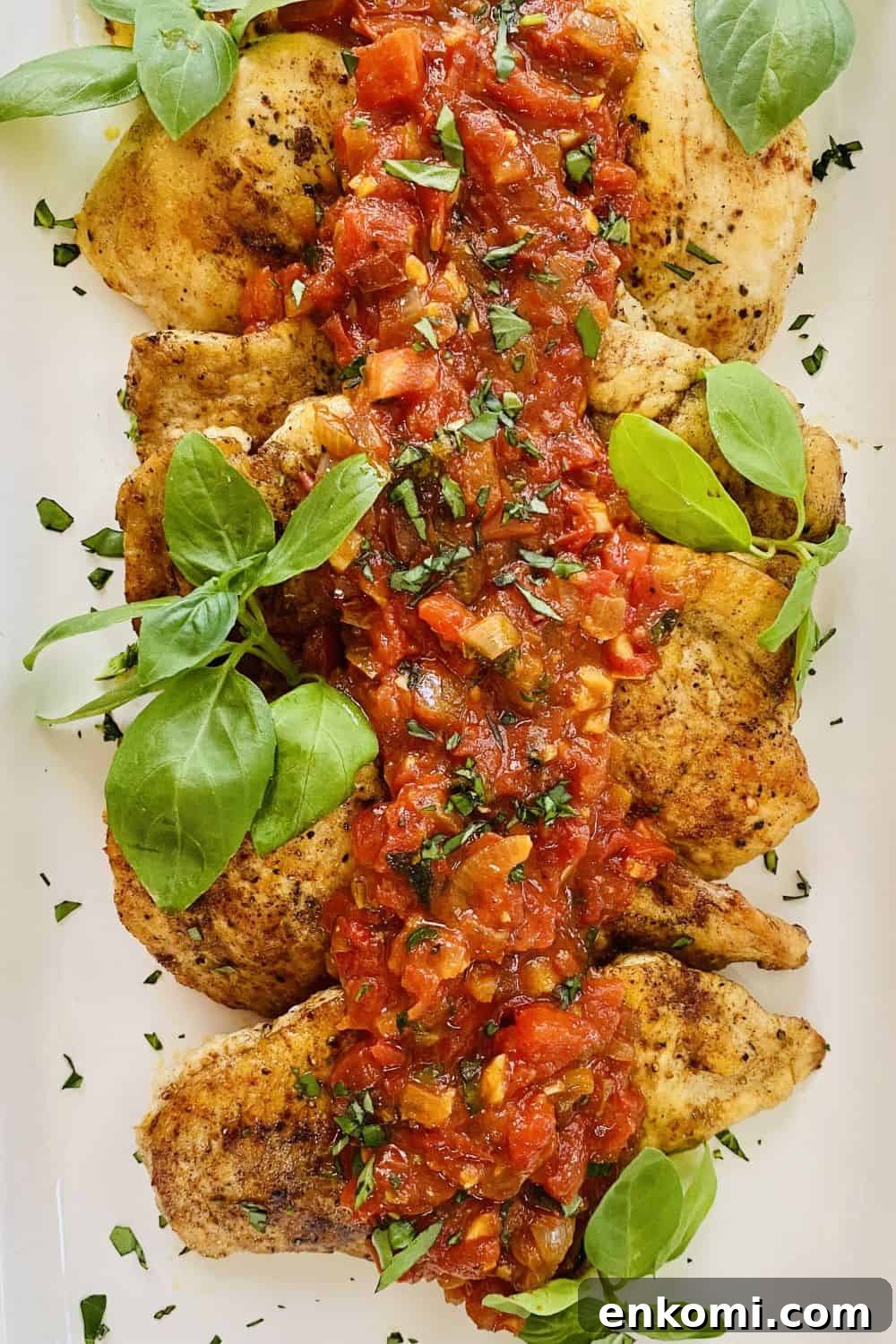 butter sauteed chicken topped with sauce