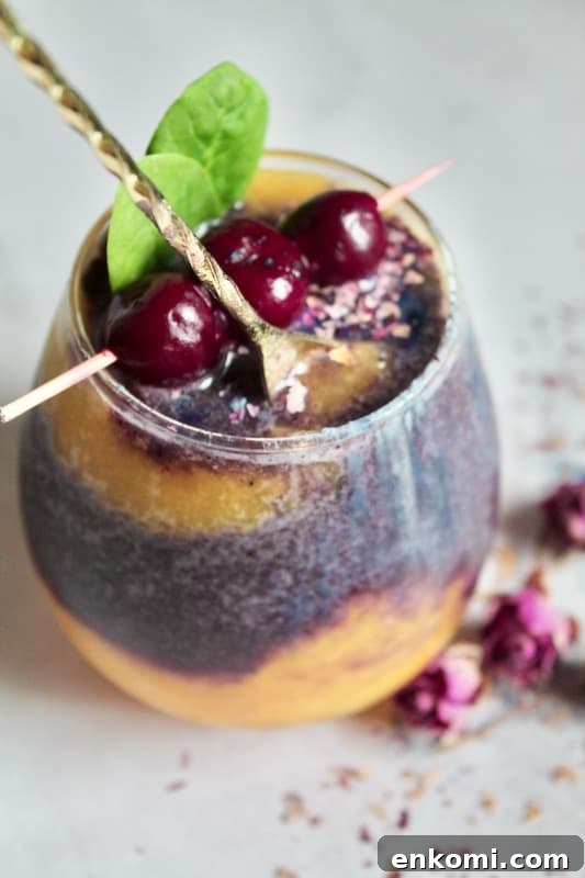 Mango & Cherry Butterfly Pea Smoothie Recipe with Natural Color Boost 15 Butterfly Pea Flower Smoothie with fruit