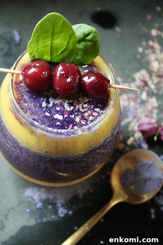 Mango & Cherry Butterfly Pea Smoothie Recipe with Natural Color Boost 4 Butterfly Pea Flower Smoothie