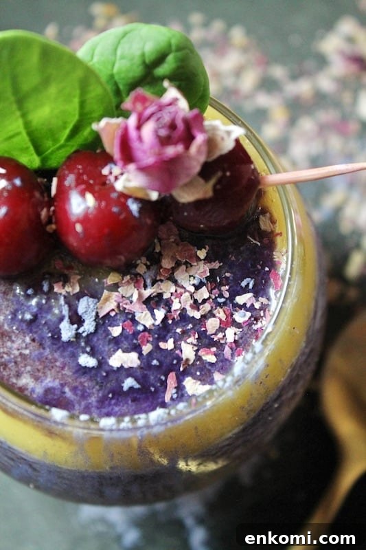 Mango & Cherry Butterfly Pea Smoothie Recipe with Natural Color Boost 5 Butterfly Pea Flower Smoothie