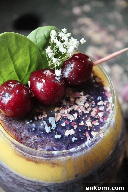 Mango & Cherry Butterfly Pea Smoothie Recipe with Natural Color Boost 8 easy healthy antioxidant rich mango cherry smoothie