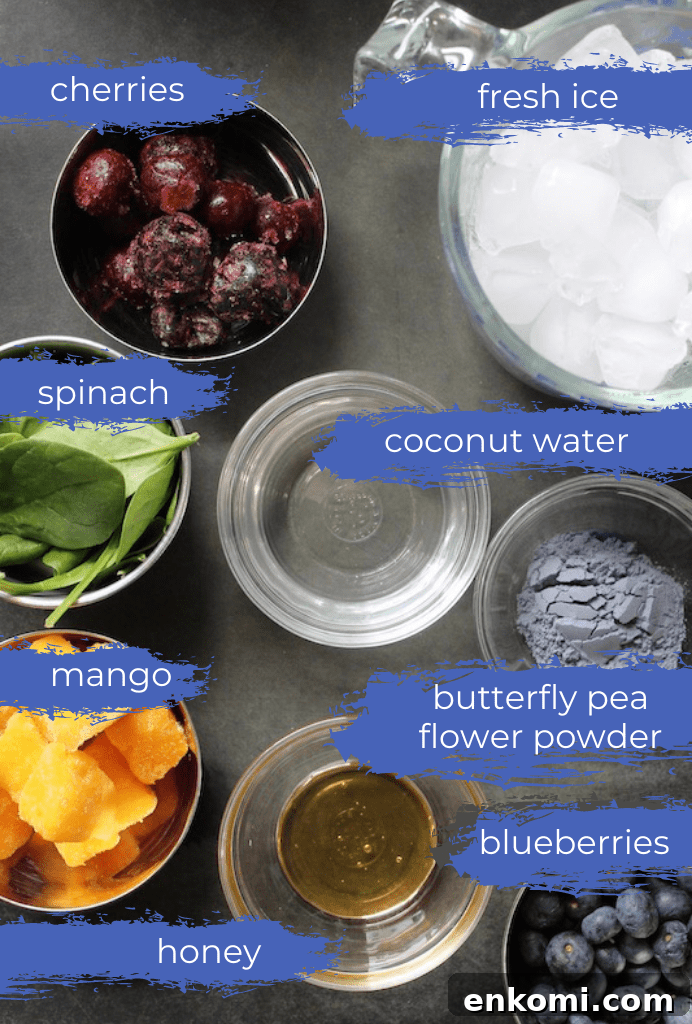 Mango & Cherry Butterfly Pea Smoothie Recipe with Natural Color Boost 10 healthy smoothie ingredients