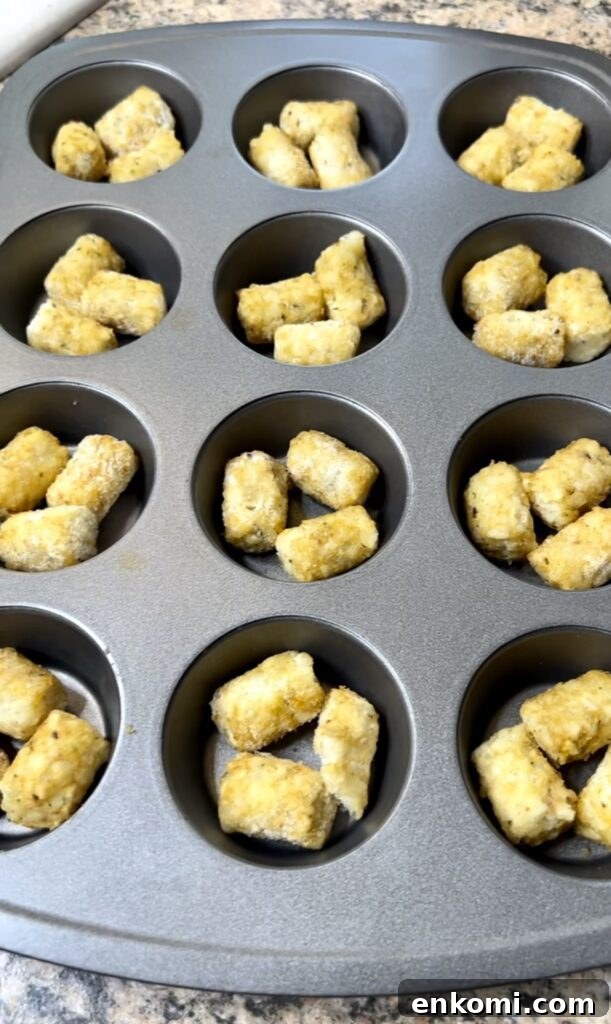 Tater tots in muffin tin