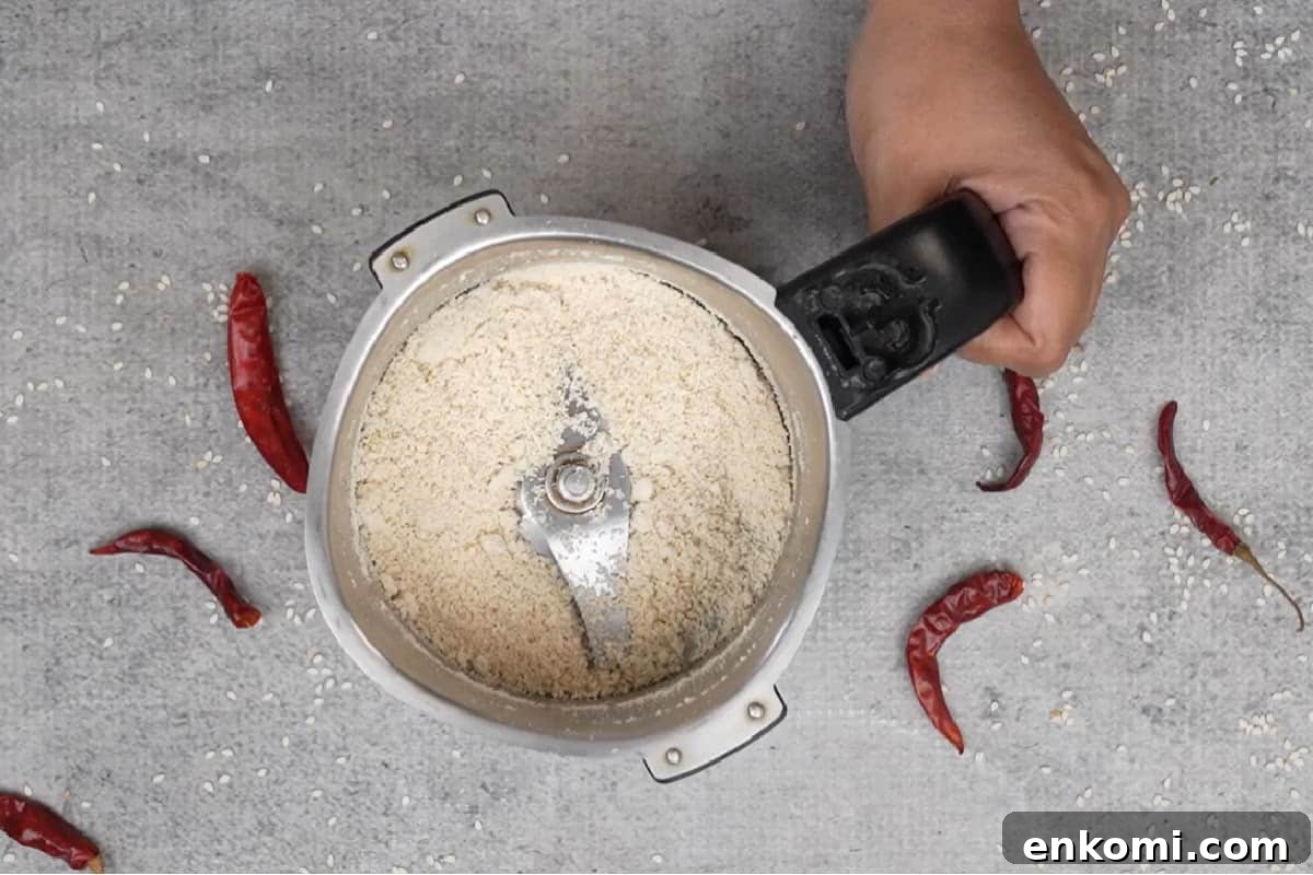Sesame Potato Stir-Fry (Til Wale Aloo) Recipe 5 Coarse powder made.