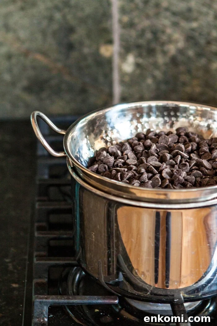 tempering chocolate over a double boiler