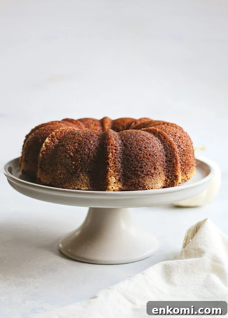 bundt cake on a cake stand