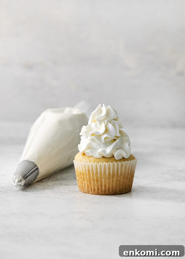 cupcake with stabilized whipped cream on top