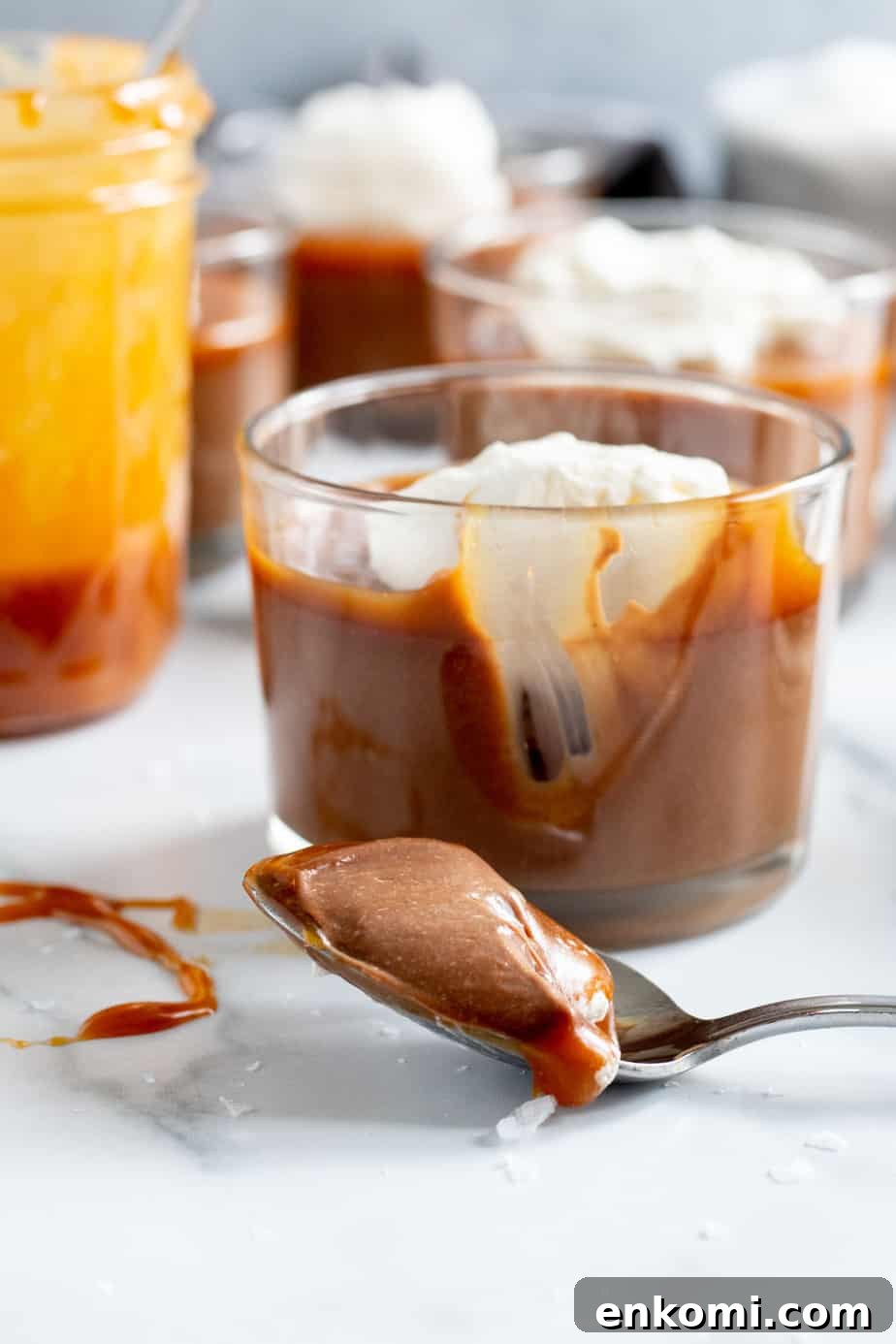 Salted Caramel Chocolate Budino Recipe for Decadent Dessert 14 glass cup of chocolate budino with salted caramel and whipped cream