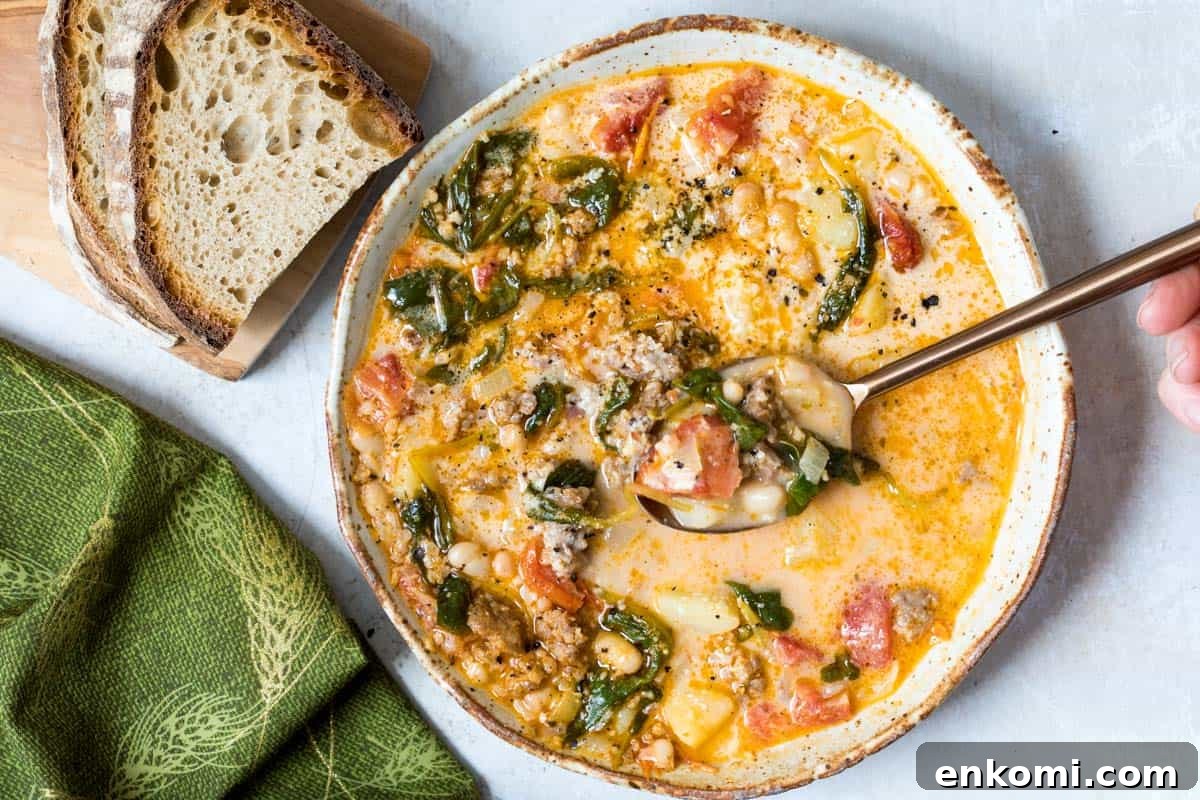 Creamy Tuscan White Bean Soup with Sausage