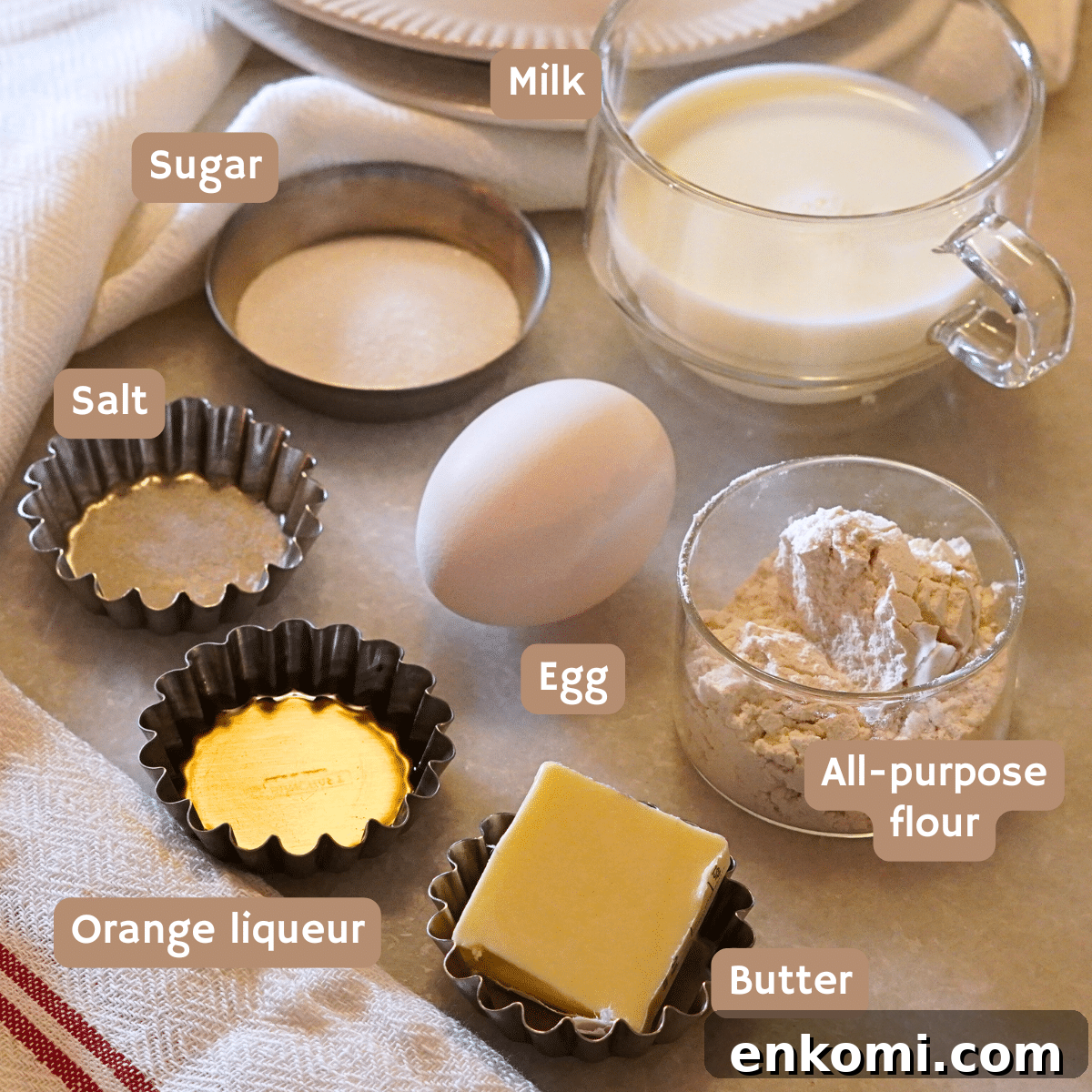 ingredients for making crepes for crepes suzette