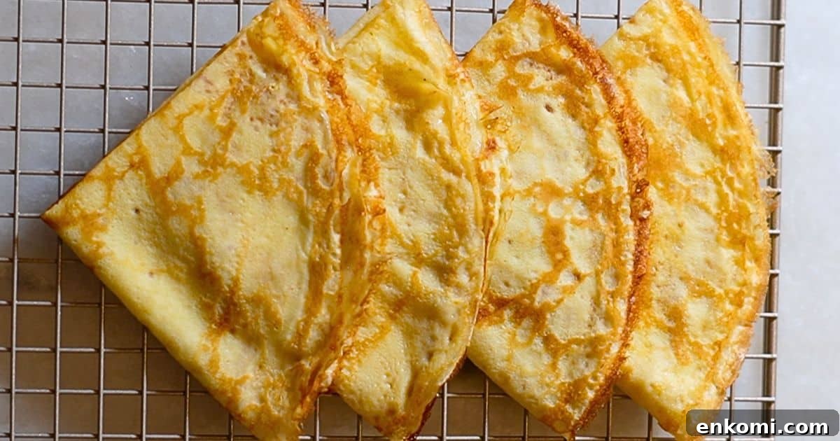 4 crepes folded into 4.