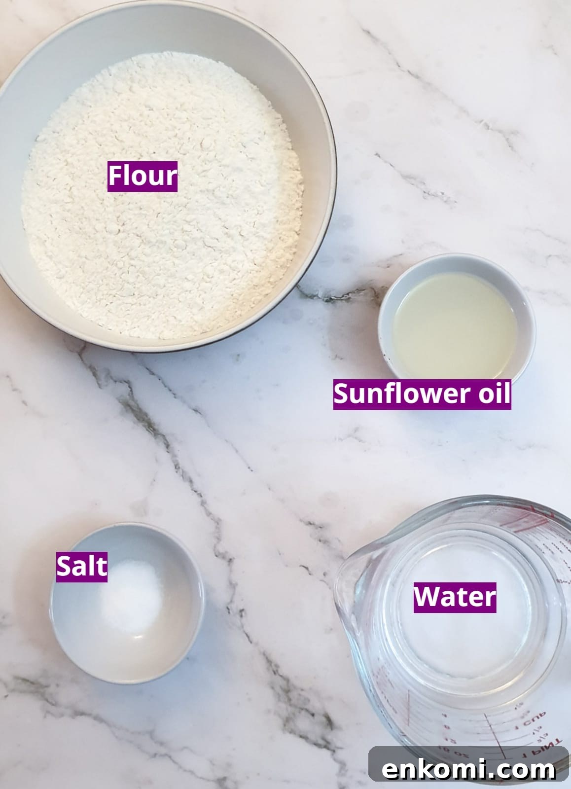 Ingredients for samosa pastry.