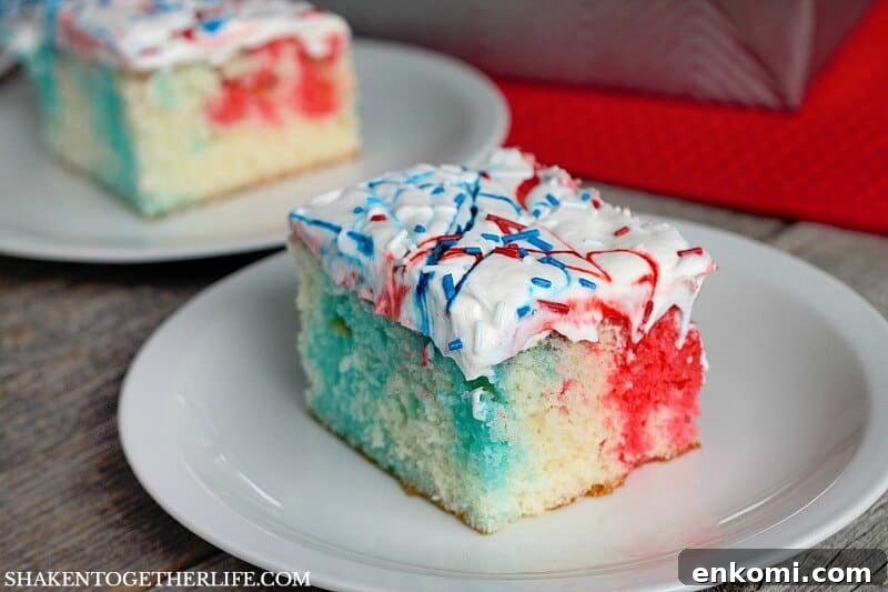 15 Irresistible Poke Cake Recipes to Try Tonight 6 red white and blue poke cake on white plate