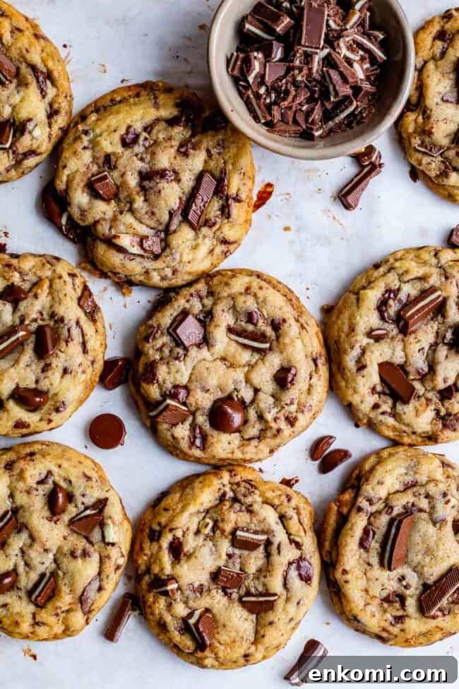 several easy andes mint cookies with a bowl of mints