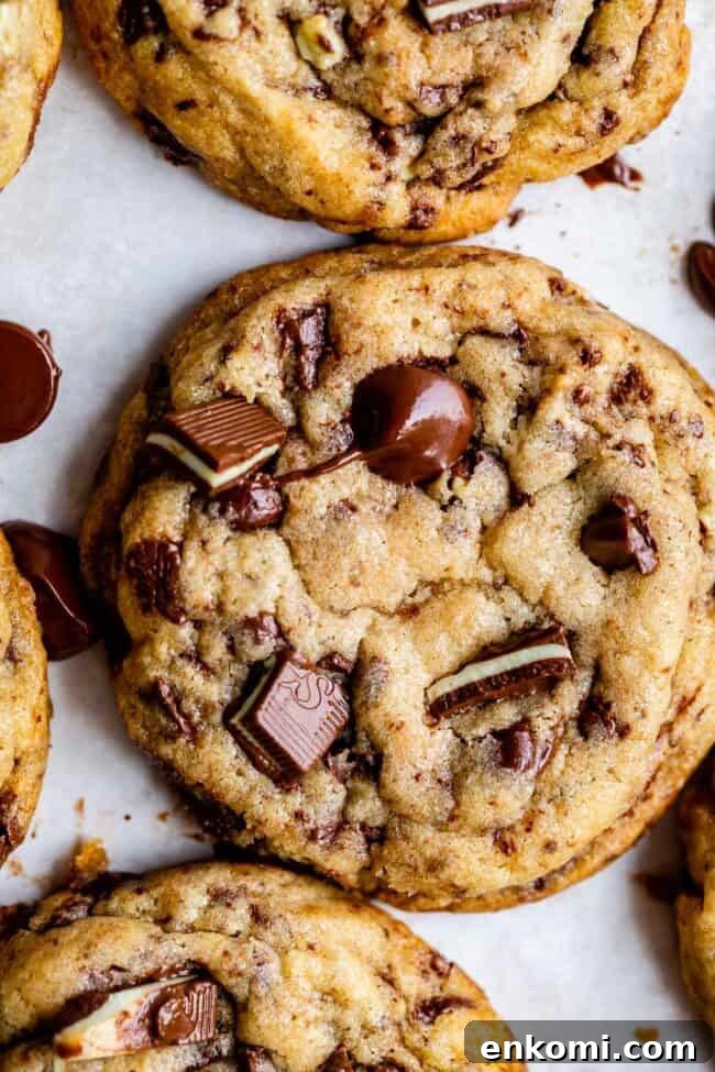 three Andes mint cookies shot overhead