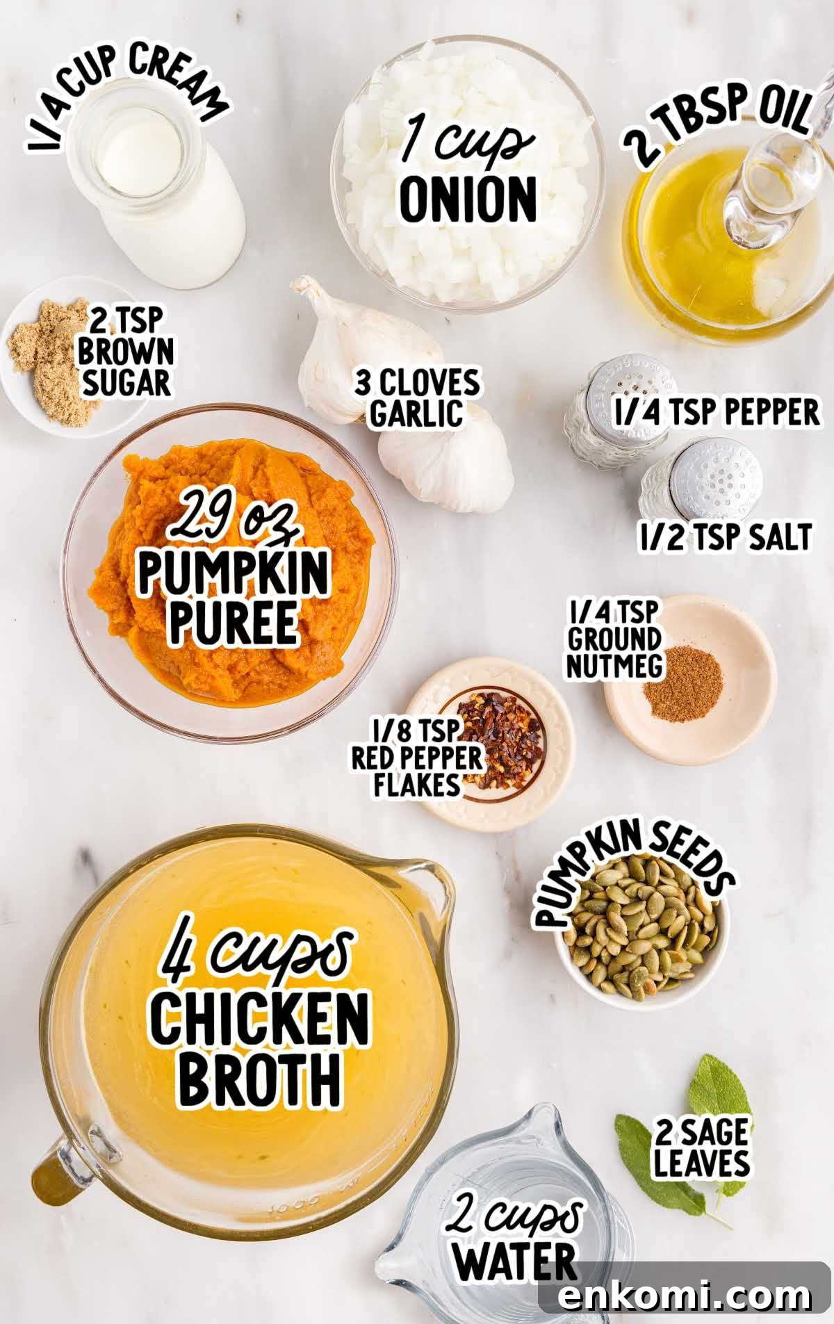 Pumpkin Soup raw ingredients that are labeled