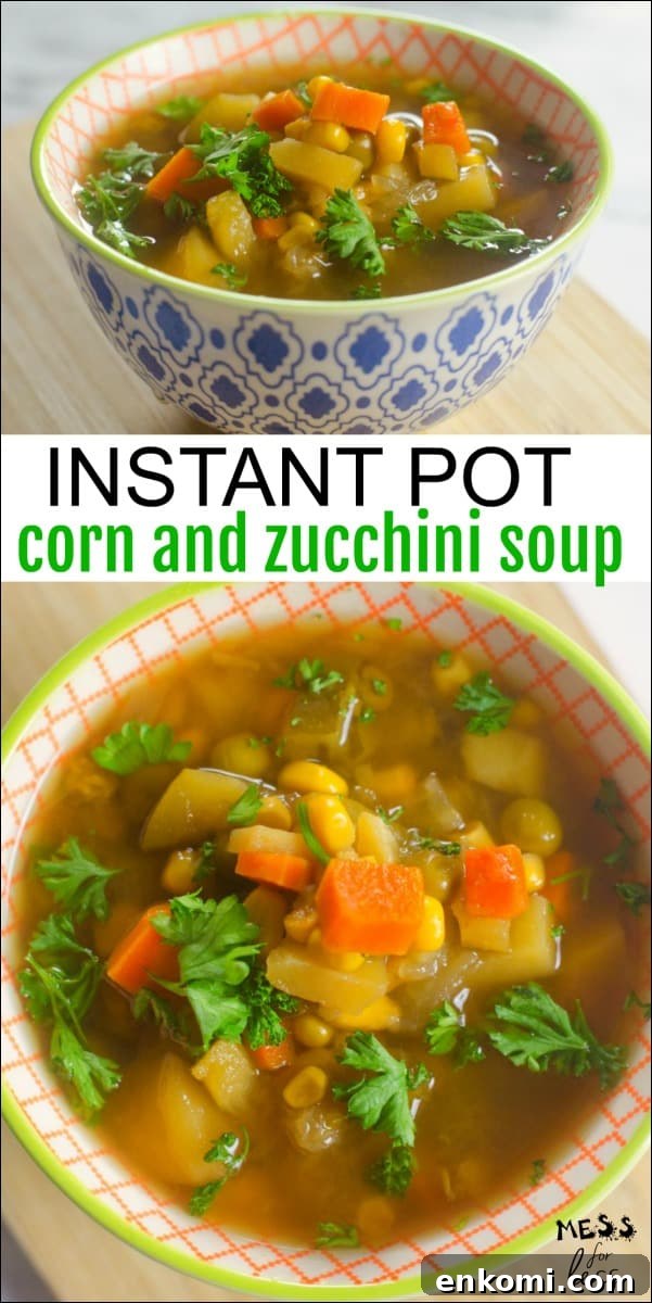 It takes just minutes to make a hearty, warm meal that is good for you and delicious. This Corn and Zucchini Instant Pot Soup is colorful and so filling.