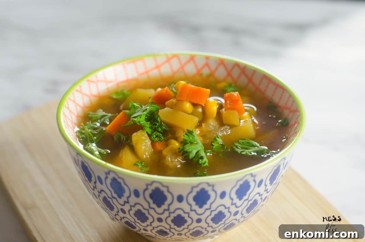 Corn and Zucchini Instant Pot Soup in bowl